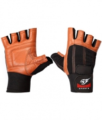 Armageddon Sports Premium Weight Lifting Gloves Brown Leather with Wrist Support