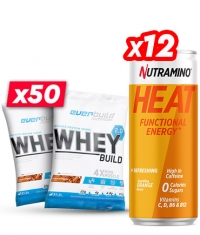 PROMO STACK Whey Protein Build 2.0 / 50 Sachets + 12 HEAT