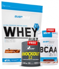 PROMO STACK Whey Protein Build 2.0 + FREE BCAA 2:1:1 + FREE Knockout 2.1